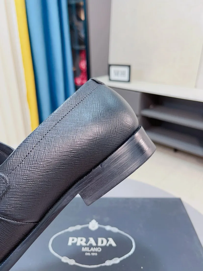 Men's shoes 💰540🌹🌹【PRADA Leather Shoes】Top purchasing agency Original imported Italian custom-made open-edge beaded cowhide leather surface, fully imported water-dyed breathable cowhide lining, original factory special molded sole super comfortable, size: 38-44